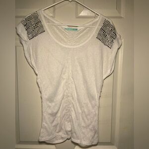 Maurice short sleeve white shirt with pattern on sleeve